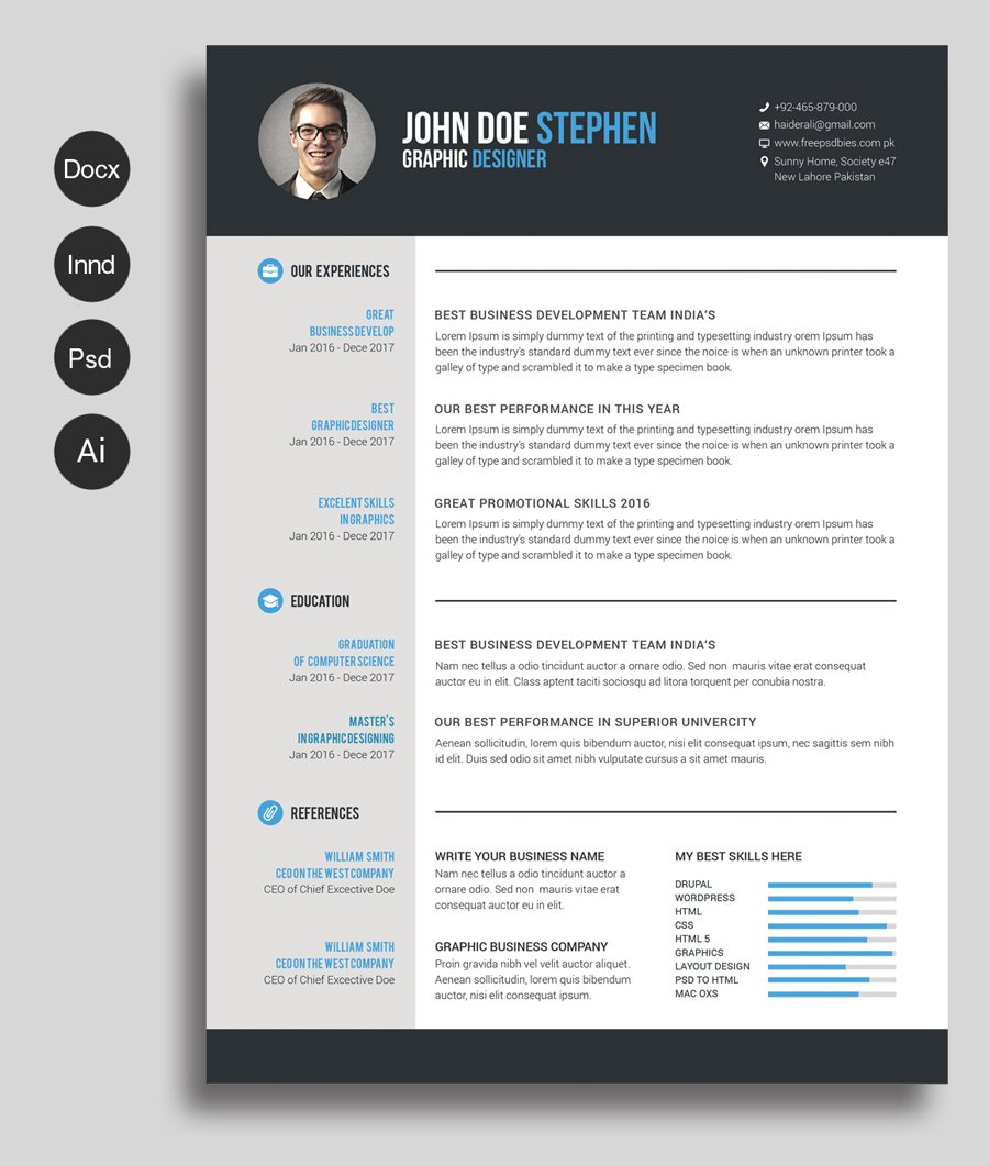 Free Ms.Word Resume and CV Template