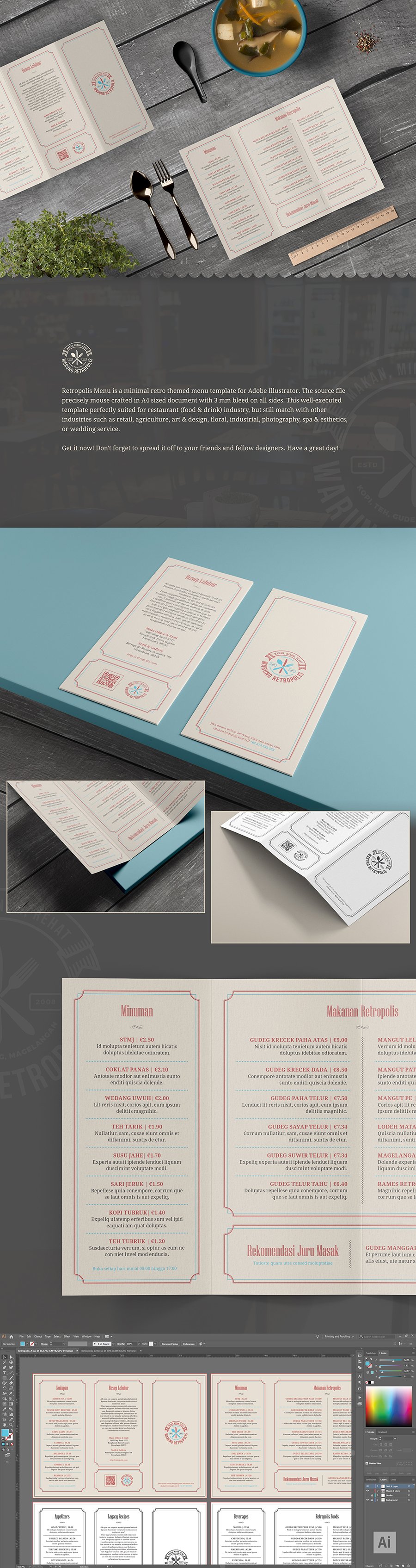 Retropolis Menu Vector Template