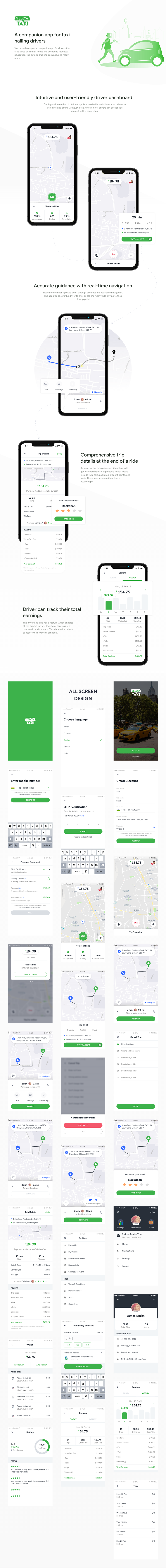 Yelow Taxi Mobile App UI Kit