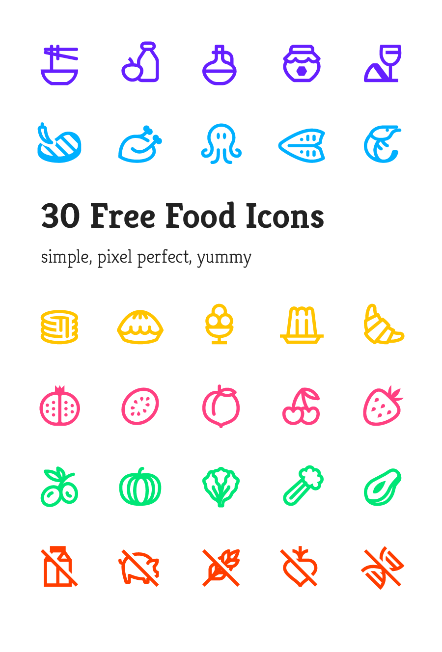 30 Yummy Vector Icon Pack