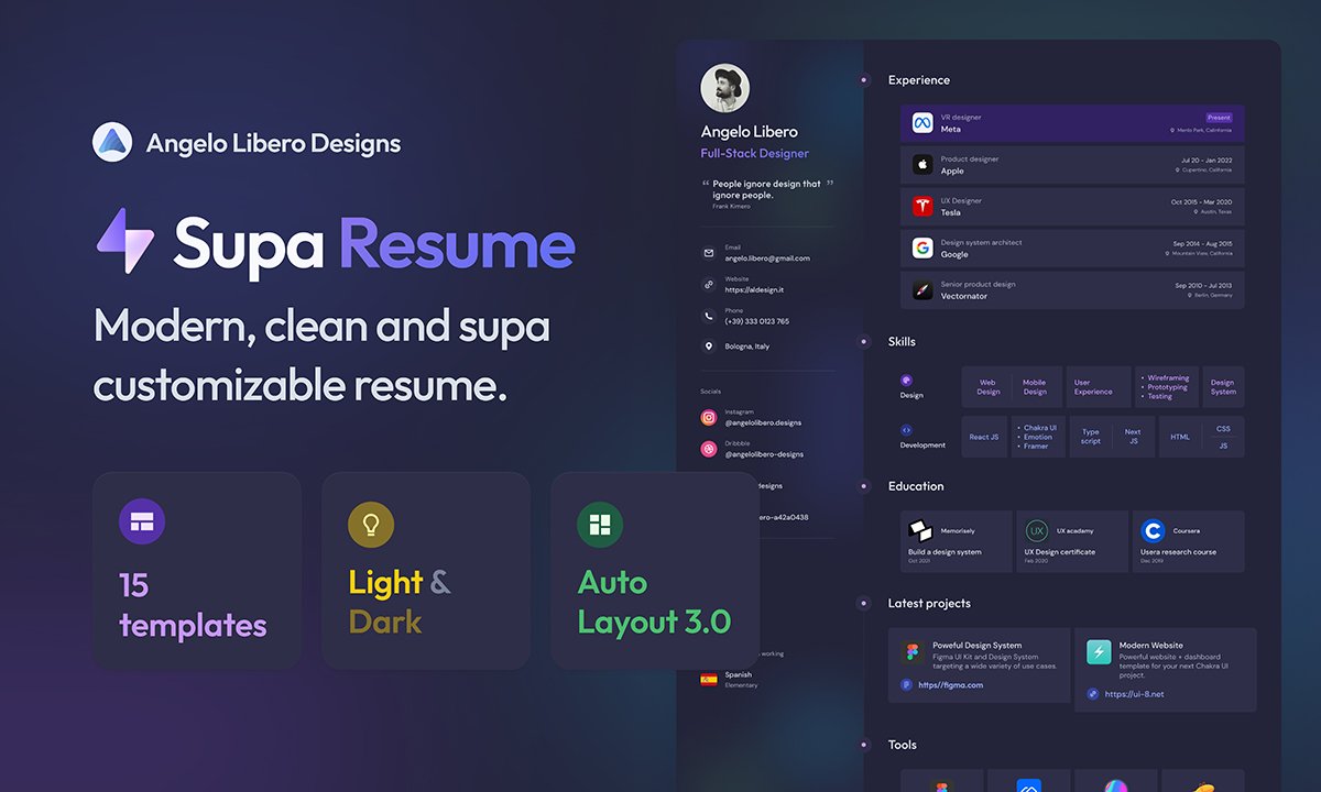 Supa Light Dark - Resume Template